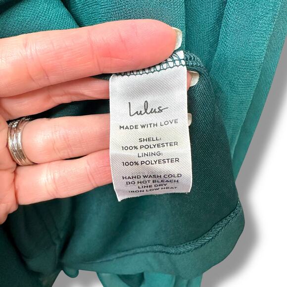 Lulus NWT Vivid Imagination Emerald Green Cutout Plunging Twirl Maxi Dress Large - Picture 10 of 10